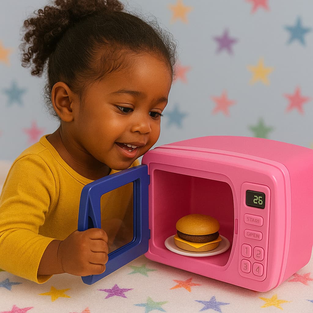 Mini Micro-ondas Infantil Prato Giratório Brinquedo Diversão Cozinha Boneca Barbie