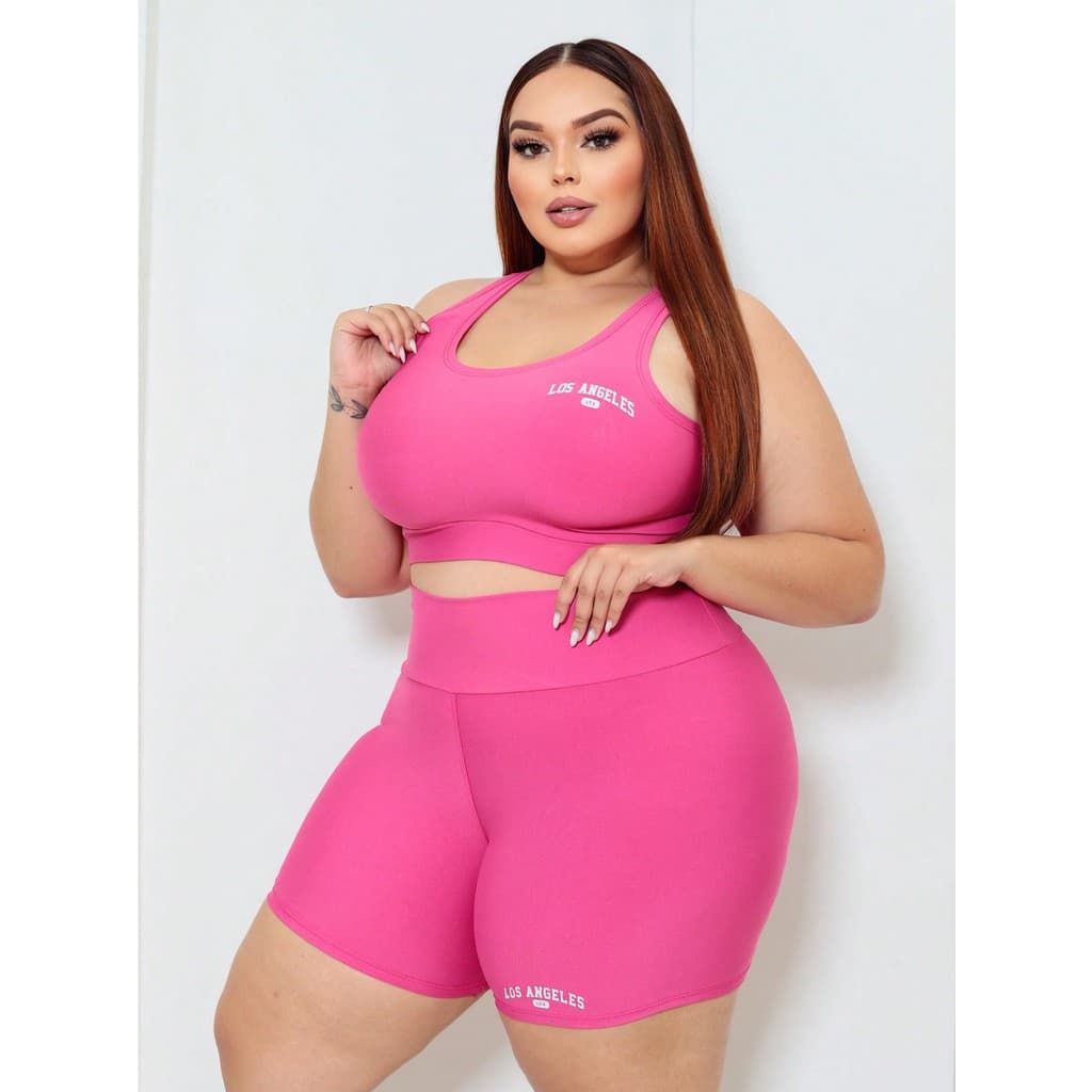 Conjunto Top e Shorts Feminino Plus size Los Angeles fit