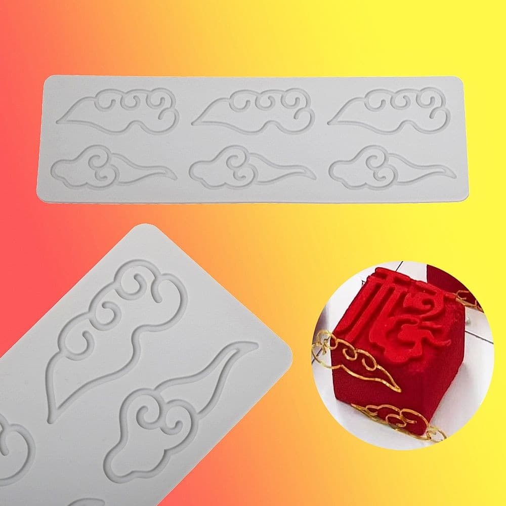 Estilo chinês 6-continuoso auspicioso nuvem Fondant tapete de renda ano novo chinês sobremesa bolo prato decoração cozim
