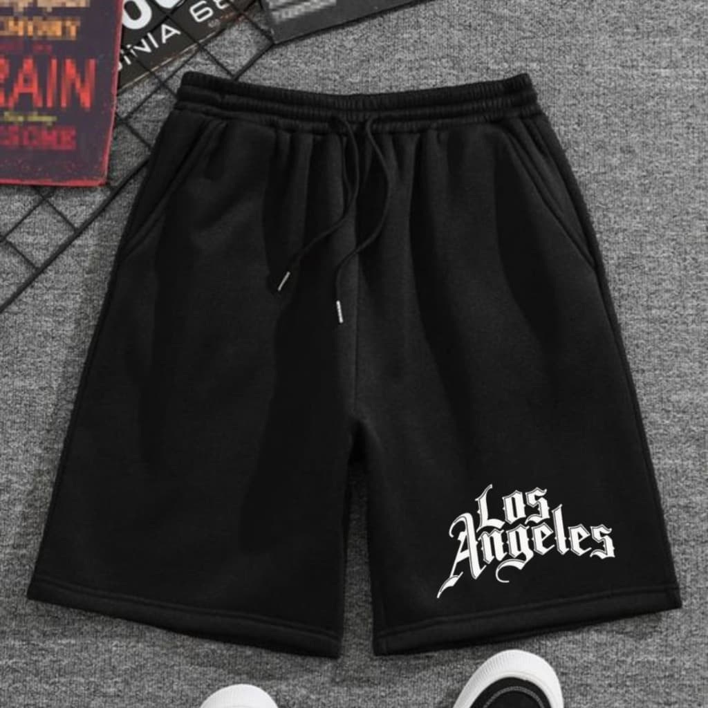 Bermuda Moletom Premium Levinho Estilo Oversized Larguinho Los Angeles