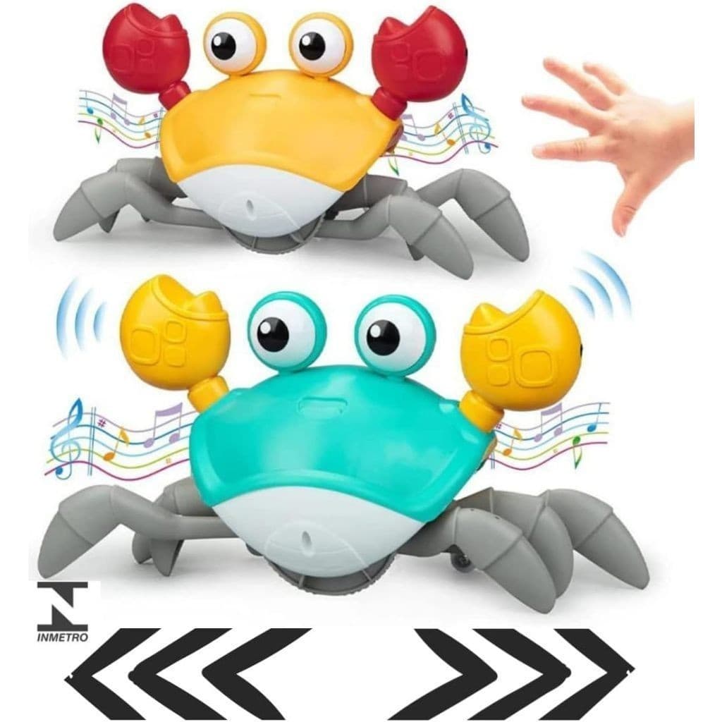 Caranguejo Fujão De Brinquedo Interativo Musical Brinquedo Infantil Caranguejo com sensor Anda para os dois Lados a Pilh