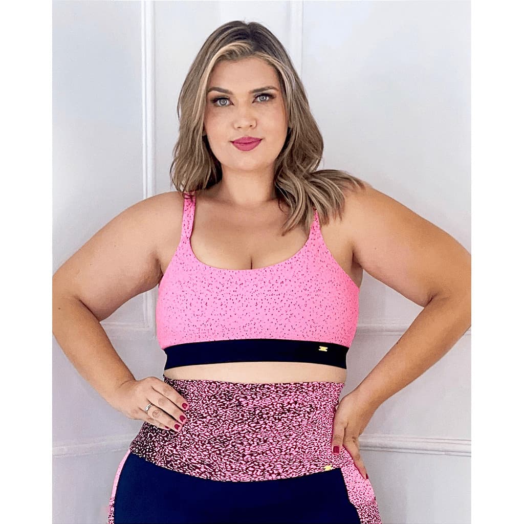Top Fitness Sustentação Clara Rosa Bebe Plus Size de academia