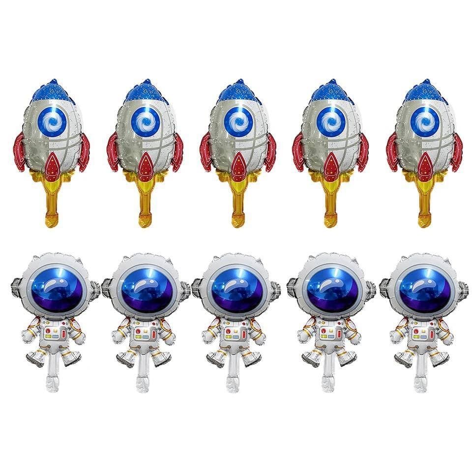 Kit 12 Mini Balão Metalizado Astronauta e Foguete Festa Espacial Centro de Mesa 43cm - 6 cada