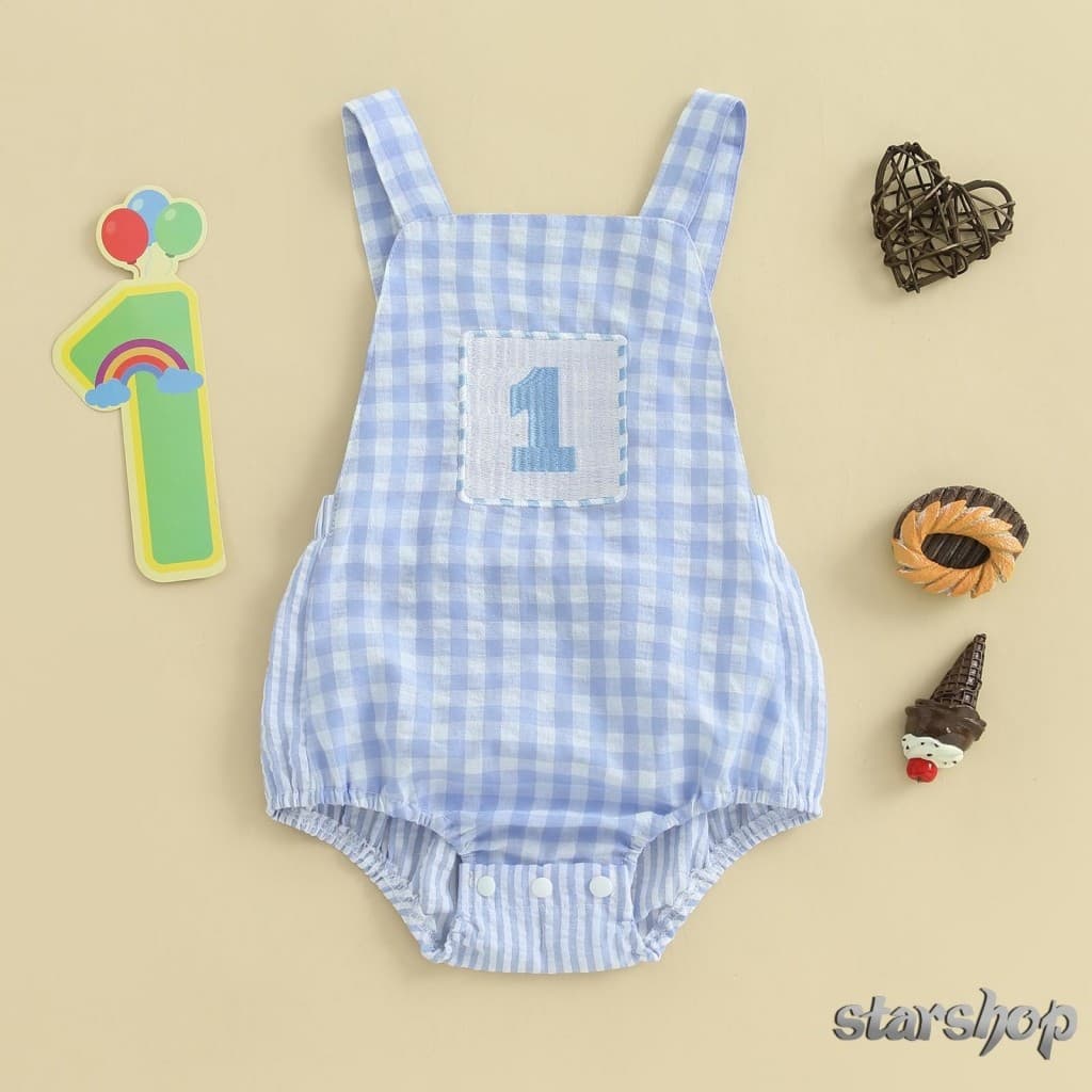 Starshop-Macacão Para Bebês Meninos , Roupas De Primeiro Aniversário , Bordado Com Letras , Sem Mangas , Macacões De Ver