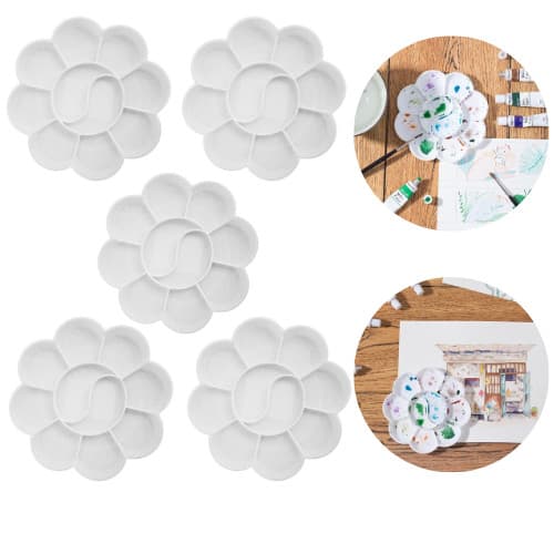 Kit 05 Bandeja Paleta Godê Flor Para Pintura com 10 Divisórias