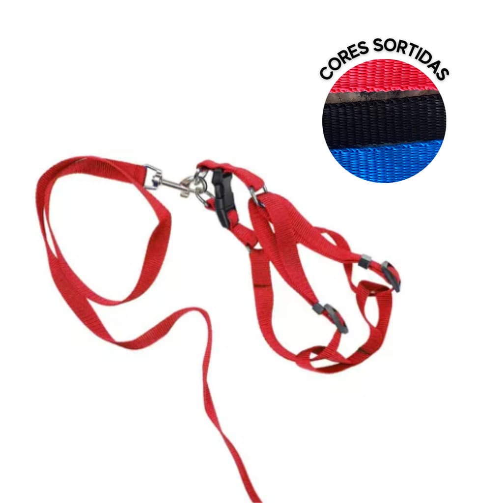 Conjunto Guia E Peitoral Nylon Tradicional Simples SORTIDO Vários Tamanhos