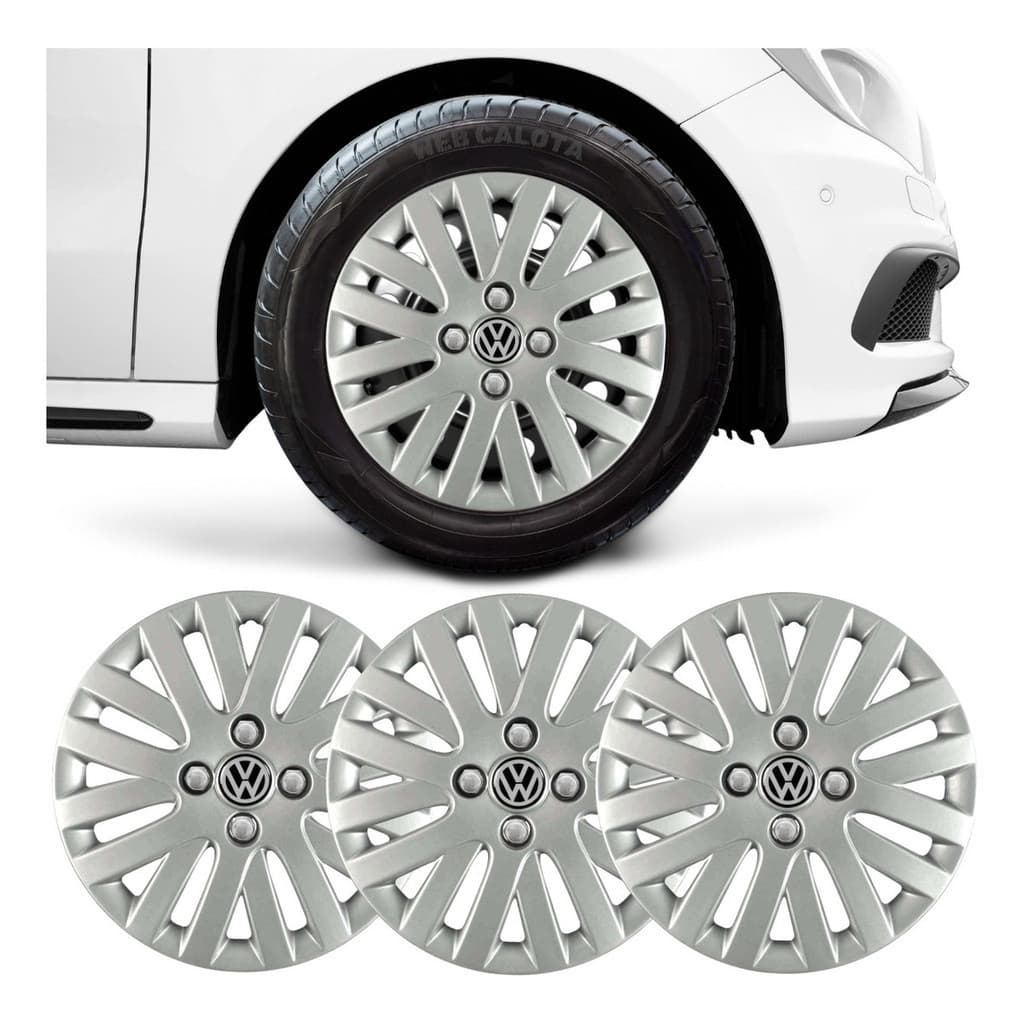 Kit Jogo Calota Gol Voyage G3 G5 G5 Aro 14 Emblema Resinado
