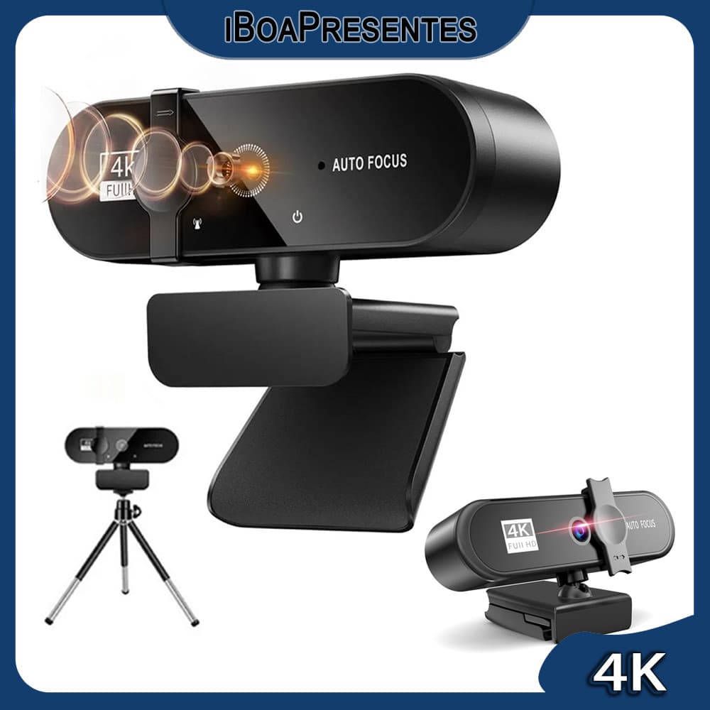 Câmera De Videoconferência Online 4K Com Suporte Câmera De Transmissão Ao Vivo Para Laptop Com Foco Automático