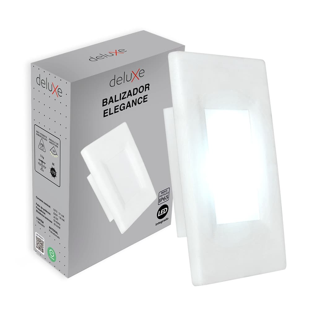 Balizador led Elegance 4x2 2w Luz Branca 6500K Bivolt IP65 Branco Fosco Deluxe