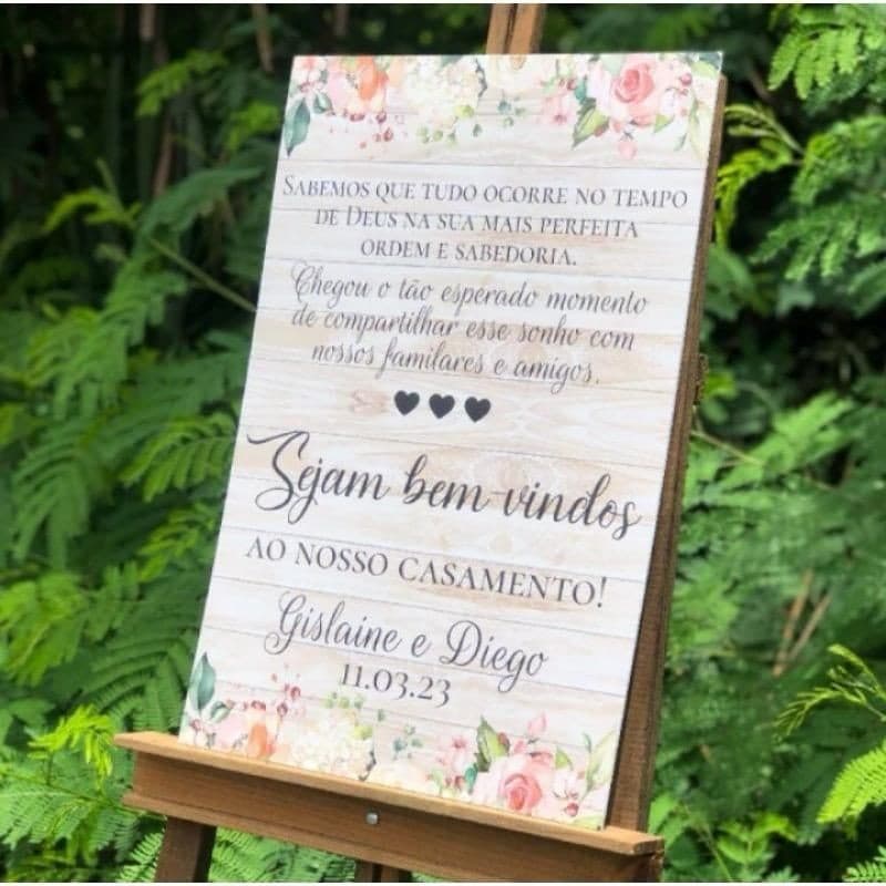 Placa De Casamento Moderna Flórida Sejam Bem Vindos Personalizado com seu nome