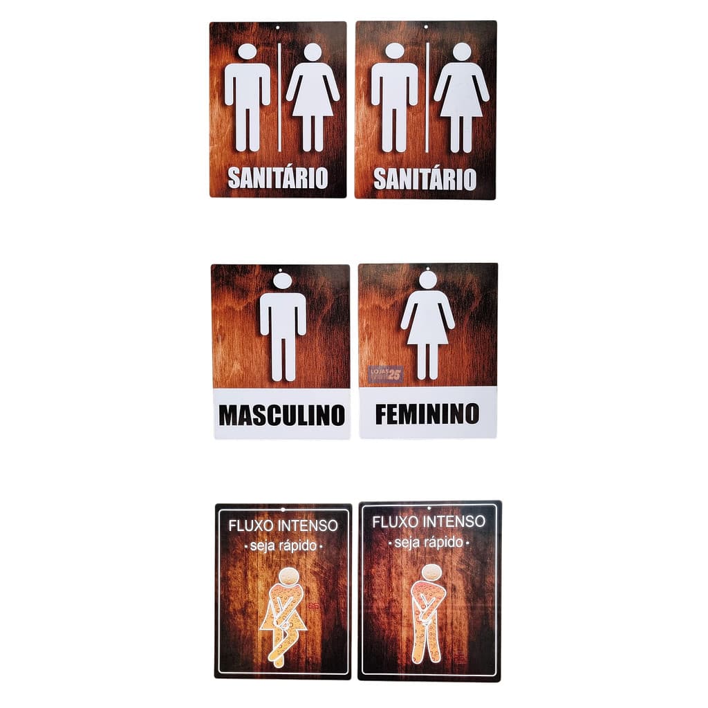 Placa Banheiro Toilet c/2u Sinalização Mdf Ele Ela 6715