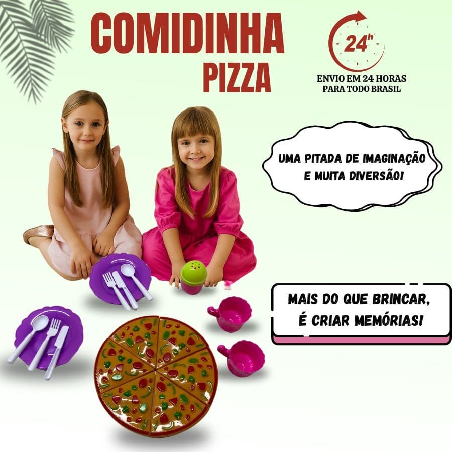 Kit Comidinha Pizza 18 peças - Pura Diversao - Brinquedo Infantil