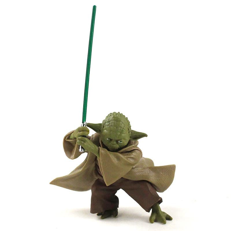 7cm Star Wars Jedi Cavaleiro Yoda Com Sabre De Luz PVC Figura Ação Colecionável Modelo Brinquedos Boneca Crianças Presen