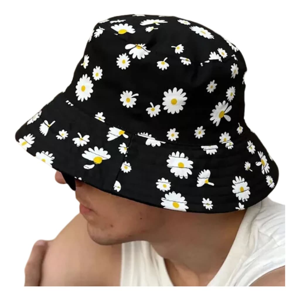Bucket Balde Dupla Face Floral E Bordado Chapéu Moda Street