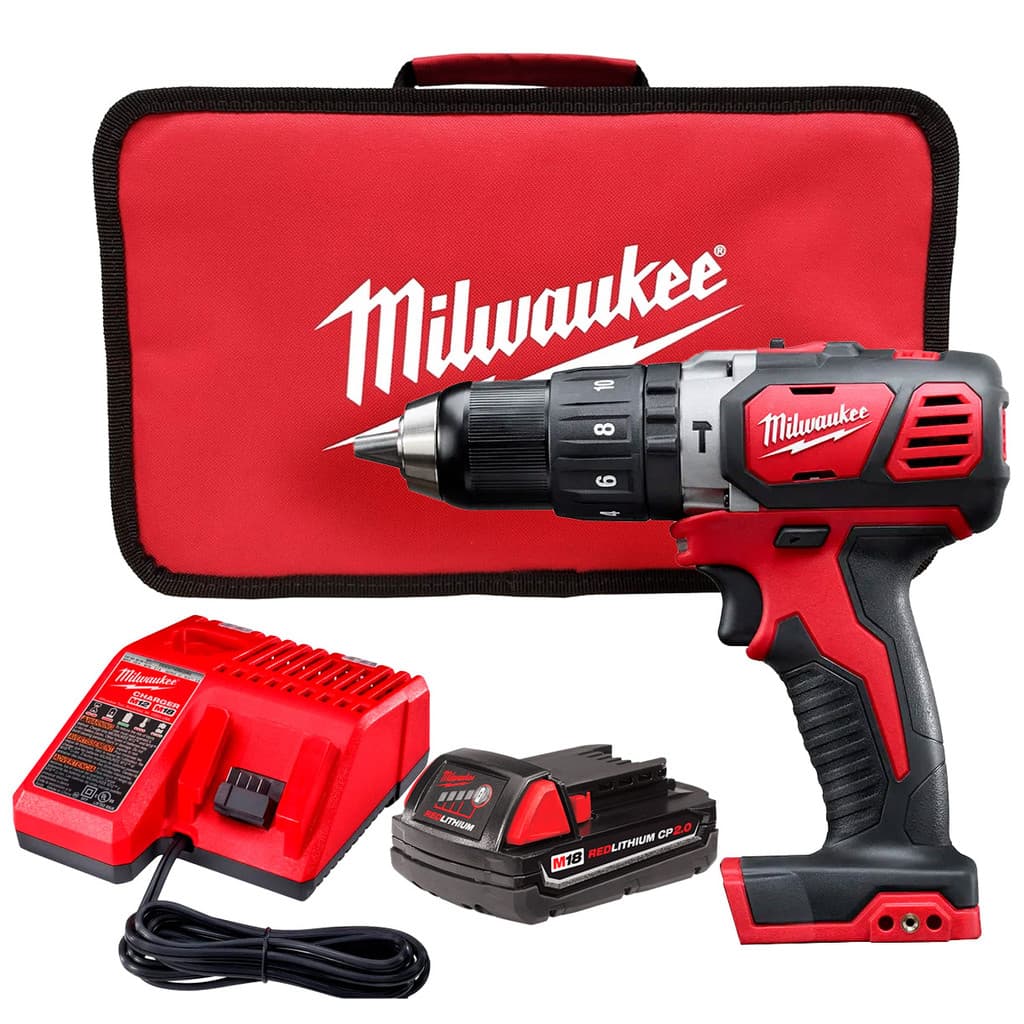 Kit Parafusadeira Furadeira de Impacto 1/2" MILWAUKEE 2607-159N com Bateria 18V 2.0Ah Carregador e Bolsa