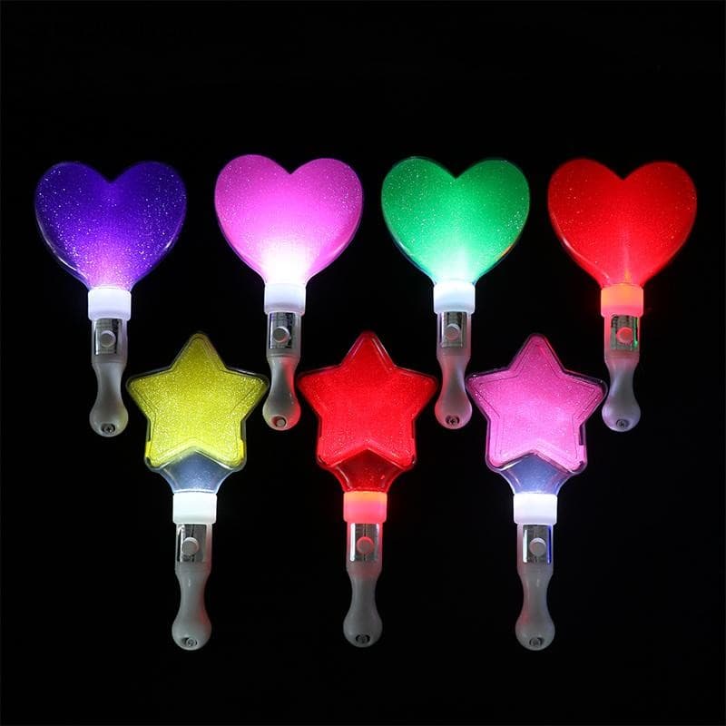 [prosperityus] 1Pc Mudança De Cores LED Bastão Brilhante Coração Forma De Estrela Luminosa Concerto Torcendo Tubo Festa
