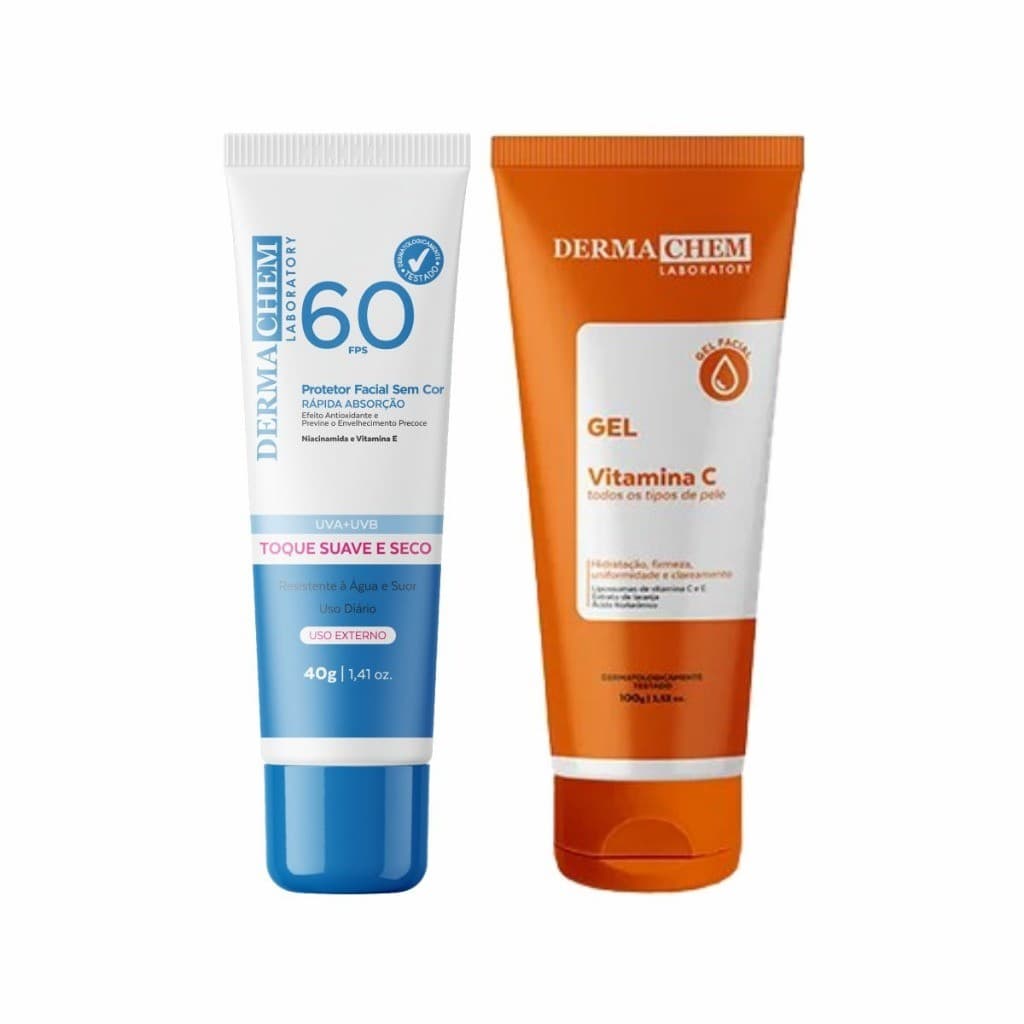 Kit Anti-Idade Dermachem 1 Protetor Solar Fator 60 e 1 Gel Vitamina C - Kit Anti Idade