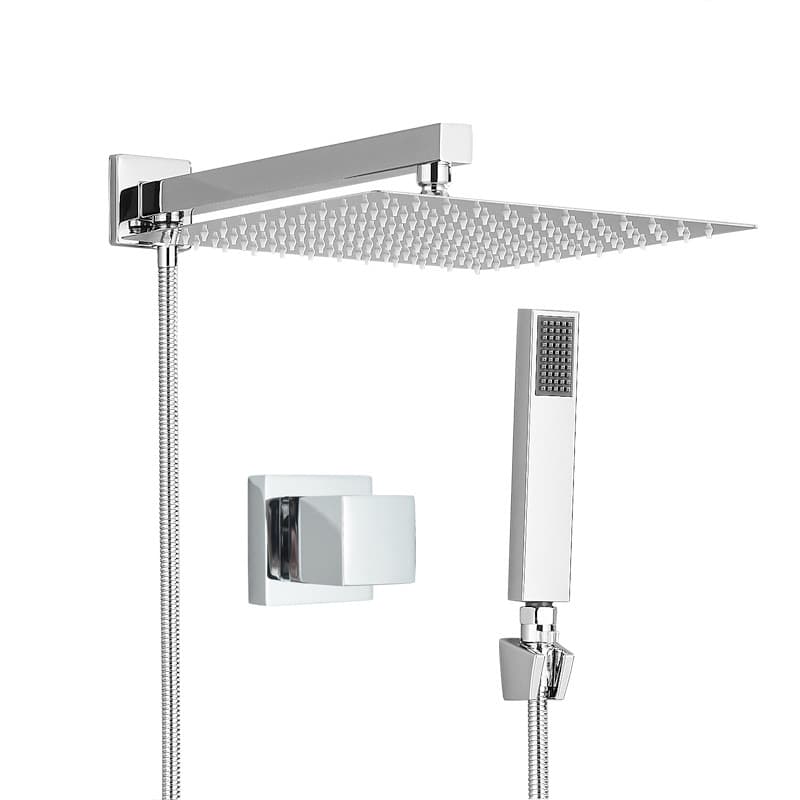 Kit Ducha Metal Aco Inox 30cm Com Desviador Manual Completa com um Acabamento