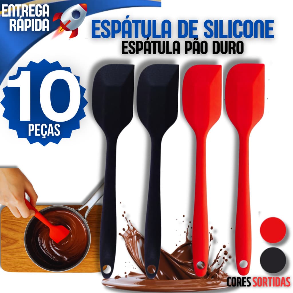 Jogo 10 Espatula Pão Duro de Silicone Casa Cozinha Buffet Restaurante Qualidade Confeitaria