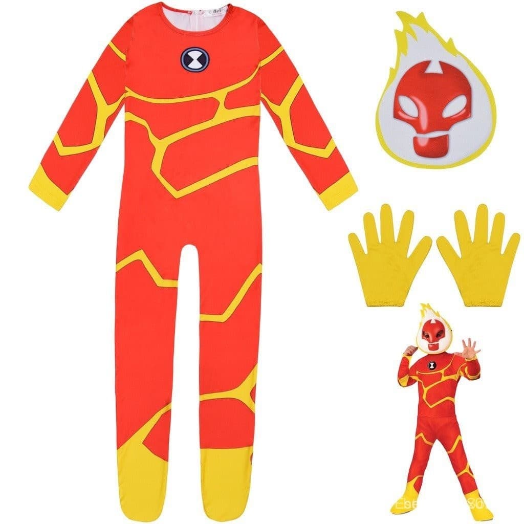Conjunto de Máscara e Luvas de Manga Longa Impressa Ben 10 para Meninos e Meninas, Cosplay de Halloween FOC4