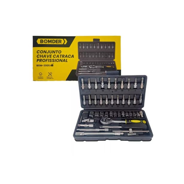 Kit De Ferramentas 46 Peças Jogo De Soquetes Chave Catraca Reversível Com Maleta Jogo De Ferramentas Completo