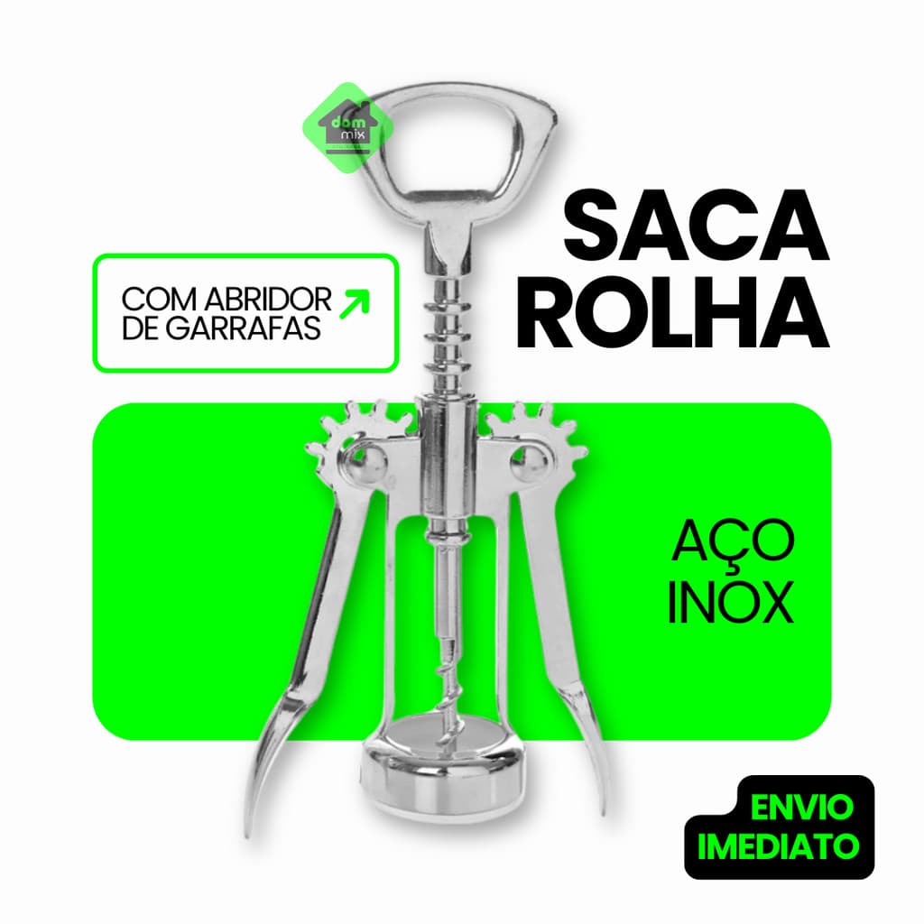 Saca Rolha Vinho Aço Inox Abridor De Garrafas