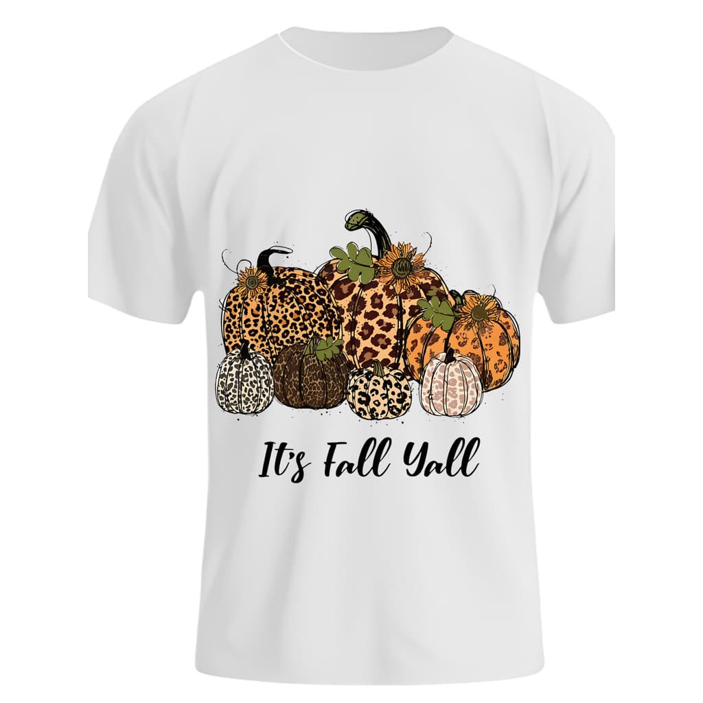 Camiseta Masculina Estampa Abóboras Leopardo It's Fall Yall Streetwear 2025 Novo