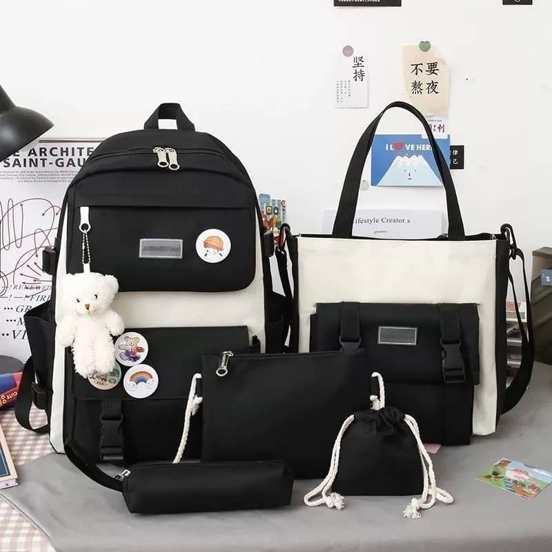 KIT 5 Estudantes Adolescentes Meninas Mochila de Viagem Casual Coreia Tour Grande Capacidade