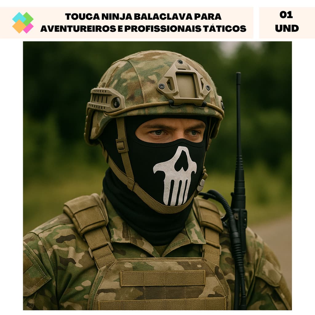 Touca Balaclava Ninja Proteção UV50+ Térmica Motoqueiro (Justiceiro)