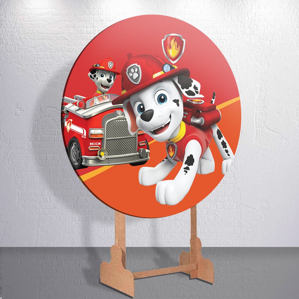 Capa Painel de Festa Redondo Tamanhos Diverso Grande e Mini Decoração Patrulha Dog Salvadora