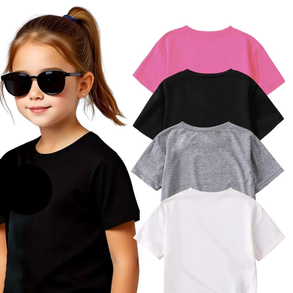 Kit 2 Camiseta Básica Manga Curta Para Menina tamanho 4 ao 16