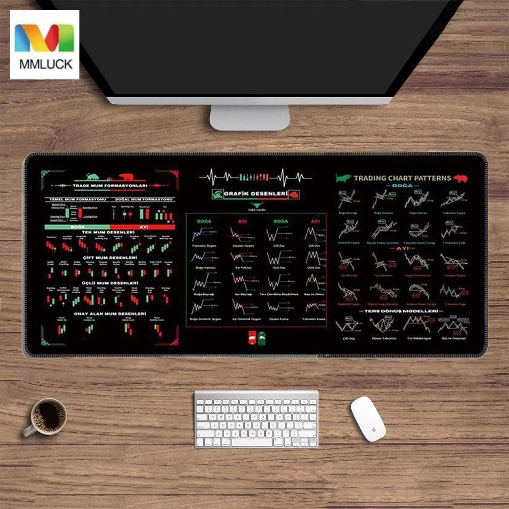 Tapete De Mesa Trader DARBY , Padrão De Gráfico De Mercado , Mouse Pad Com Suave , Teclado Protetor