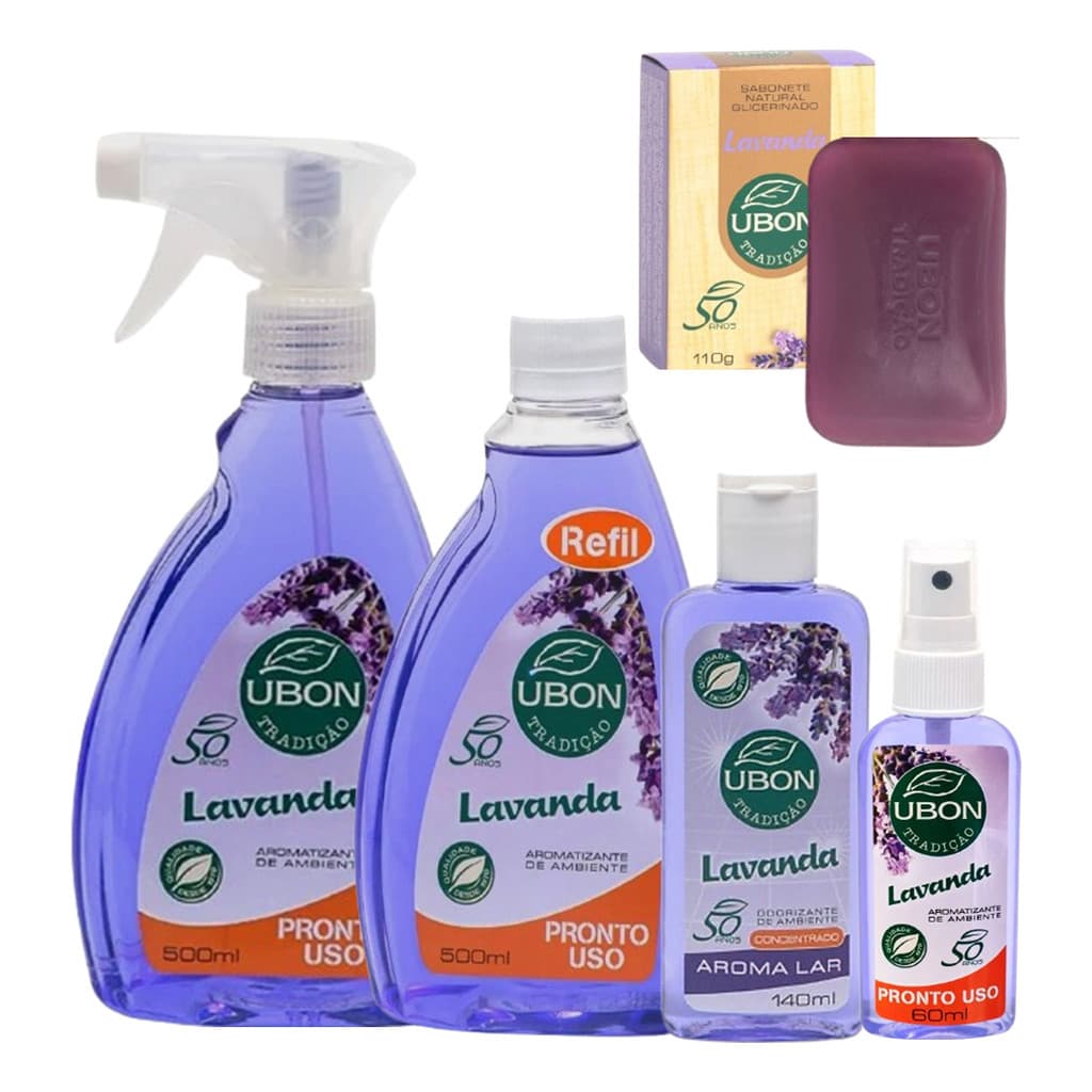 Kit Essencias + 5 Sabonetes Lavanda Ubon Casa  E Escritorio