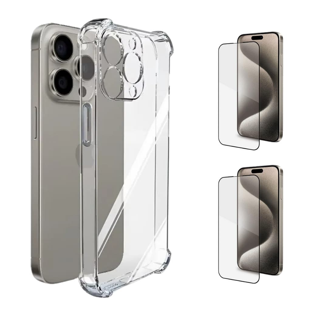 Kit Capinha Transparente TPU iPhone XR a 16 + Película 3D Anti-Riscos Premium