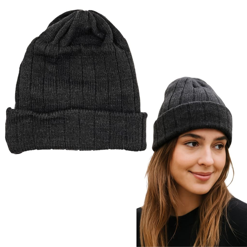 Touca De Frio Inverno Báscio Liso Gorro Preto Unissex 1 UN