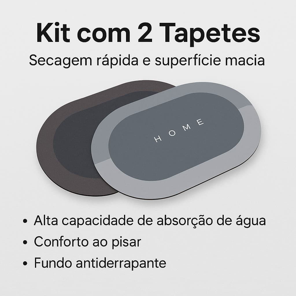 Kit 2 - Tapete Antiderrapante para Banheiro, Absorção Rápida e Uso Multifuncional no Piso de Banho
