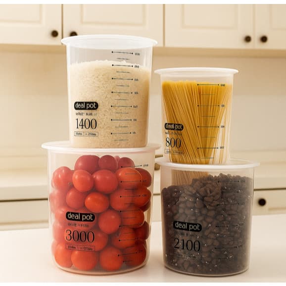 Kit Potes Organiza Recipiente Conserva Plástico 4 Peças Empilháveis Guarda Alimento Vasilha Armazena