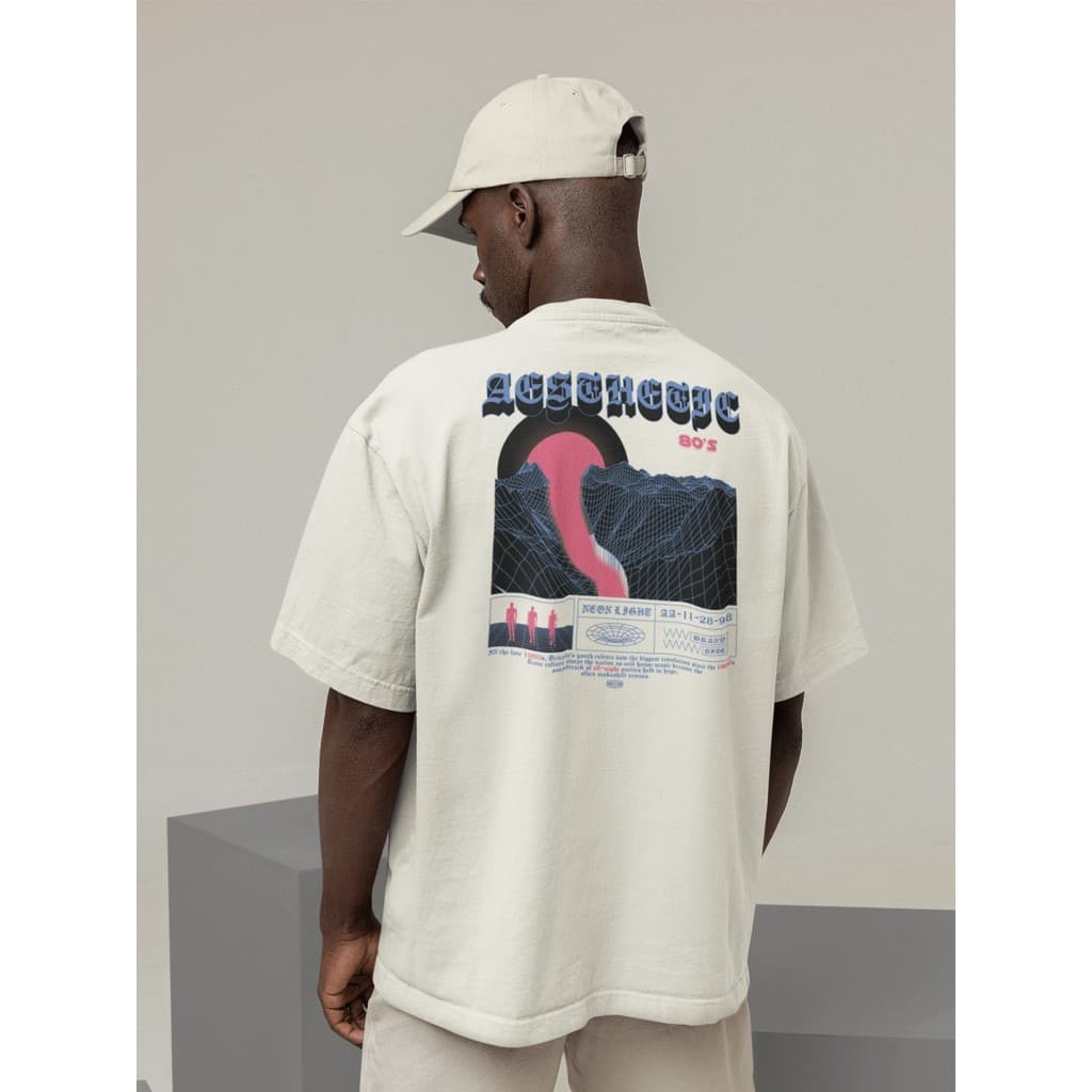Camisa Camiseta Oversize Streetwear Masculino e Feminino Treino e Dia a Dia Preto e Off Whte Estampado - ESTAMPA