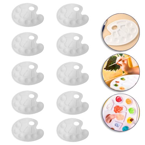 Kit 10 Bandejas Paleta Godê Para Pinturas Tinta Aquarela Escolar Artesanato