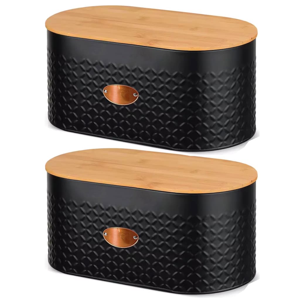 Kit 2 Porta Pão De Metal Panetone Pão De Forma Bolo Tampa De Bambu