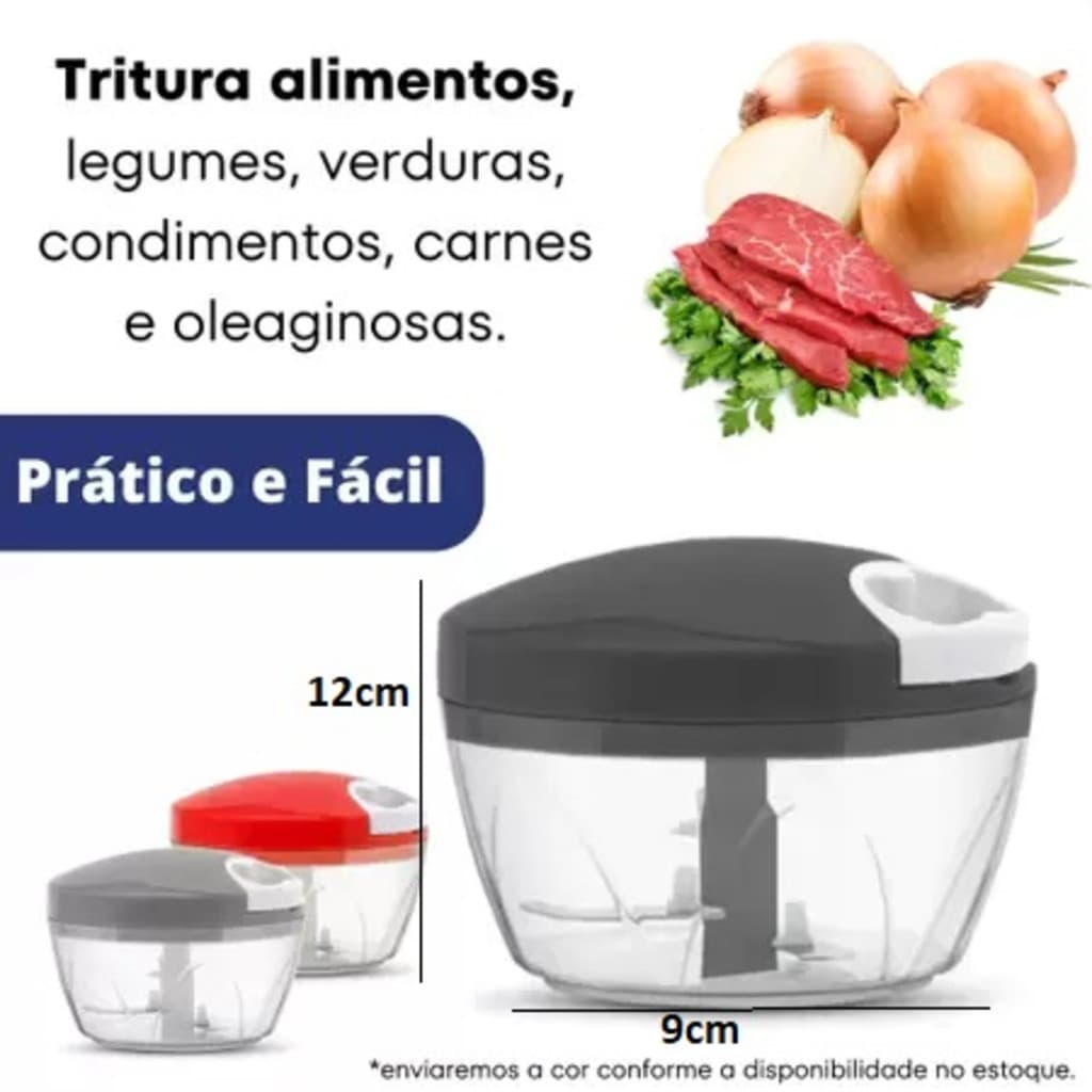 Processador Manual 500ml 3 Lâminas Para Alimentos Original