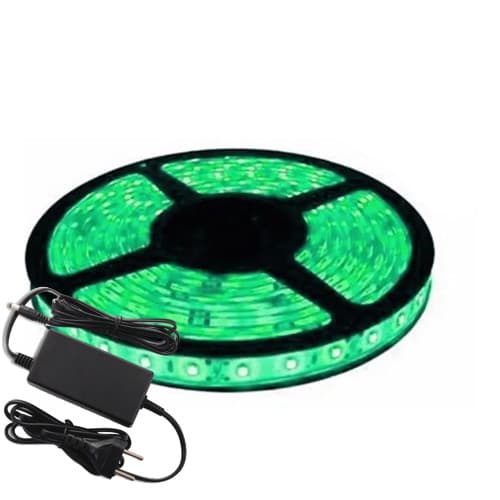 Fita Led 5050 Verde 5 metro Com Silicone prova D’água com fonte 12v