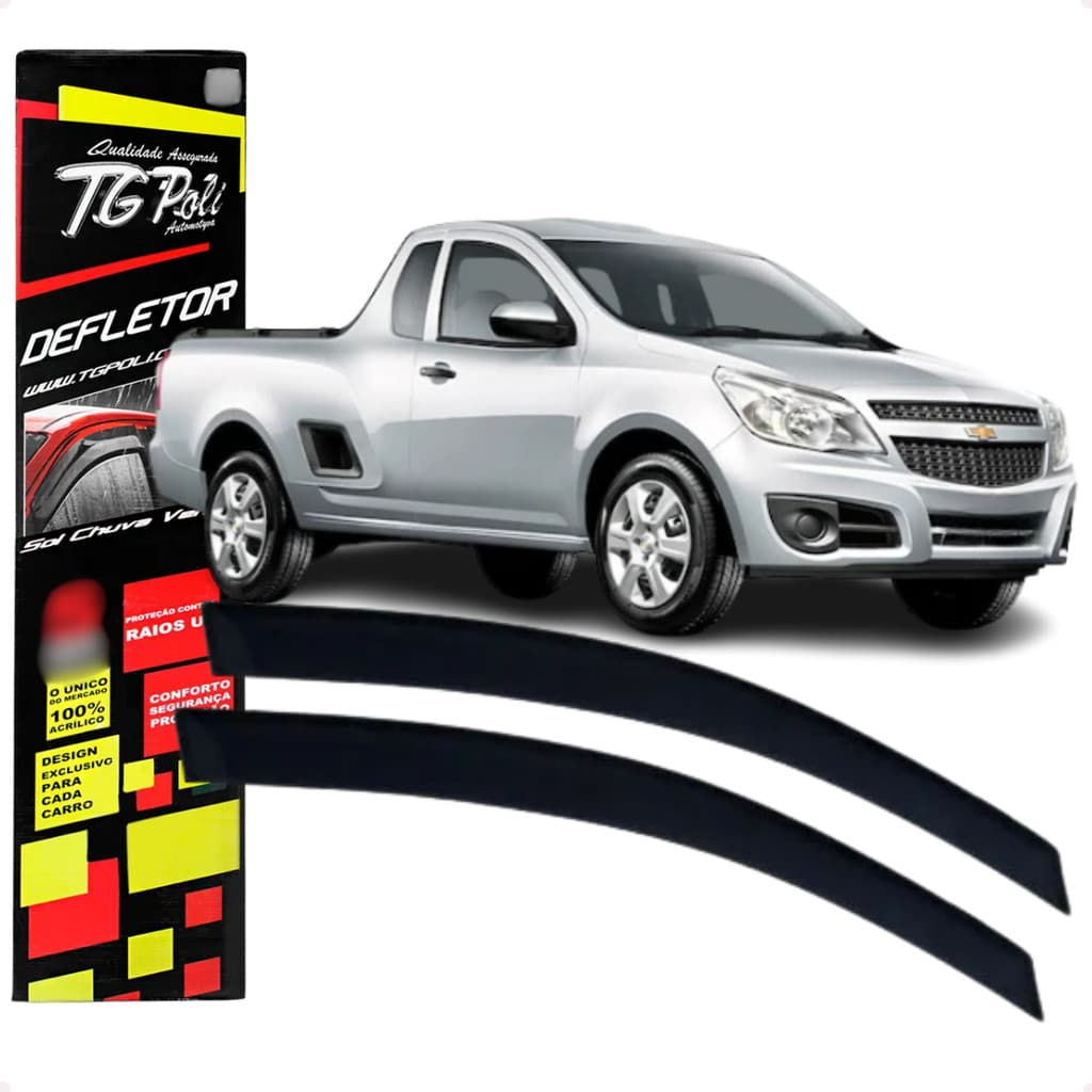 Jogo de Calhas de Chuva Defletores Original TgPoli Chevrolet GM Montana 2011 A 2021 2 Portas