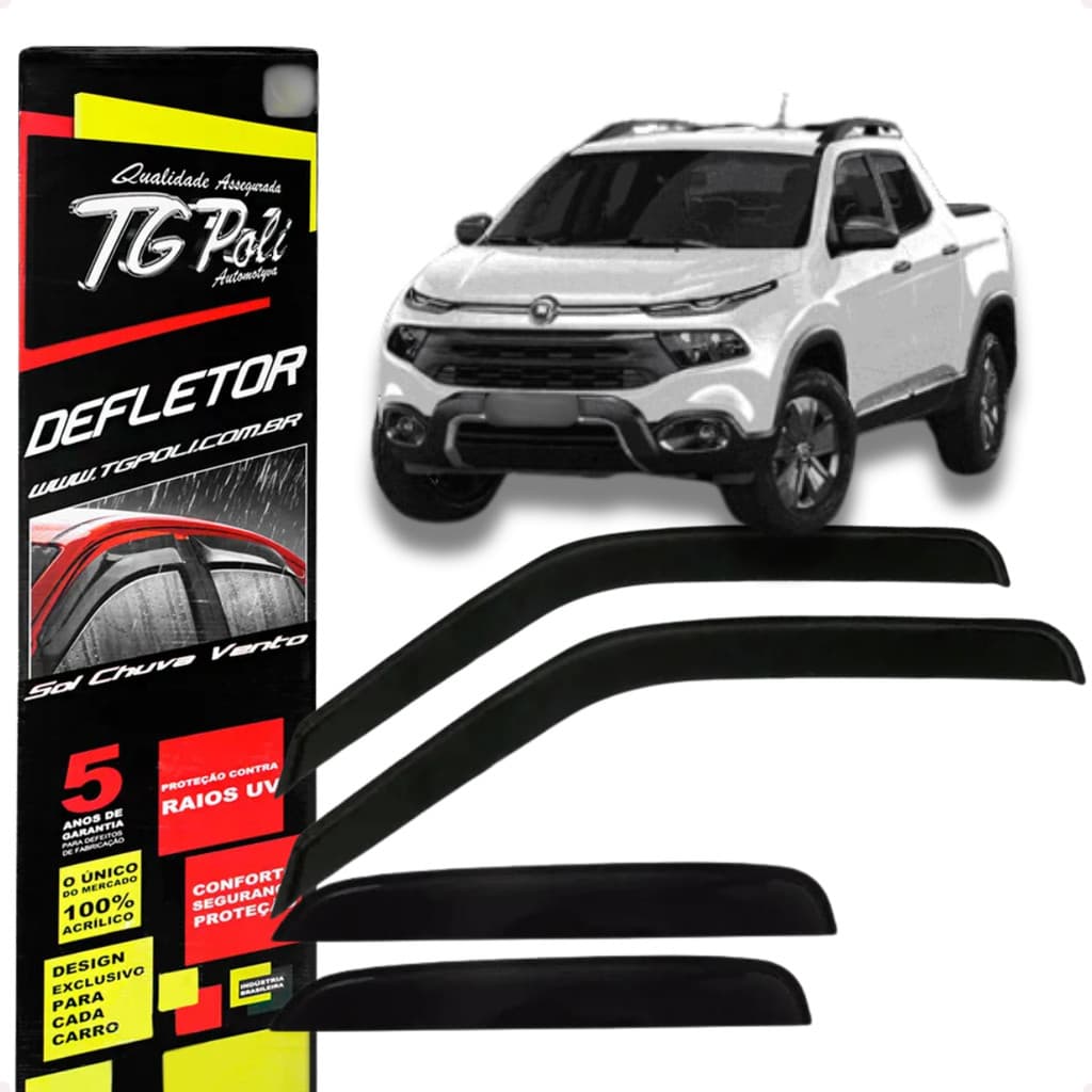 Jogo Calha De Chuva Defletor Fiat Toro 2016 2017 2018 2019 2020 a 2025 4 Portas Original TG Poli