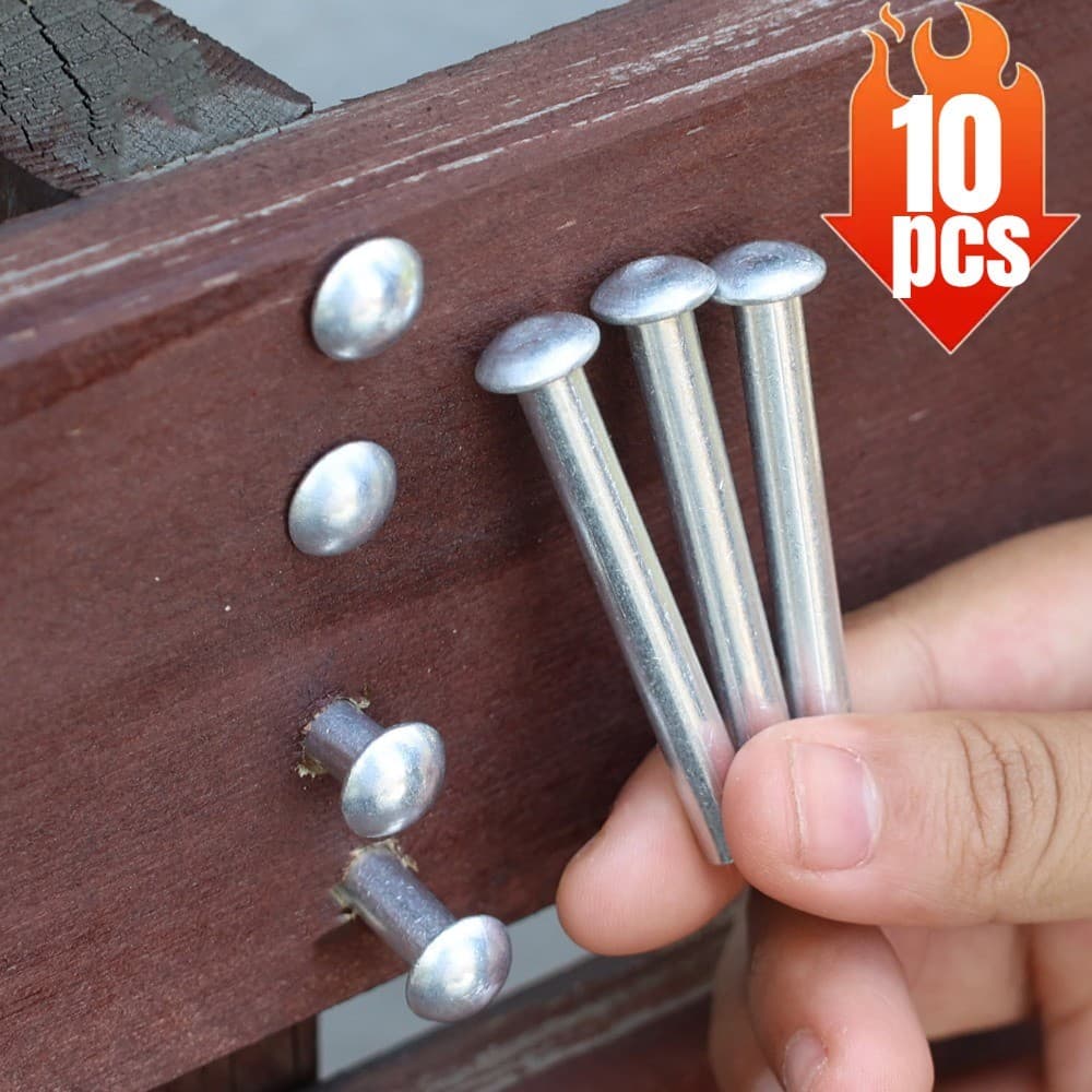 10 Peças Rebites Fixos De Hardware De Cabeça Plana Redonda Auto-plugging 10-50mm Rebite De Alumínio Sólido De Alta Quali