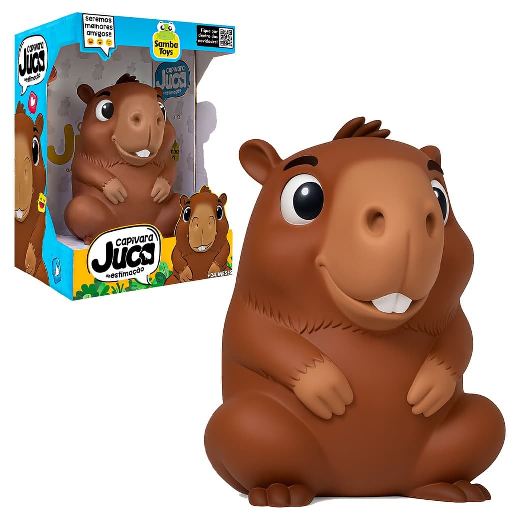 Boneco Juca Capivara De Estimação Samba Toys 17 Cm Em Vinil Macio E Perfumado Fofo