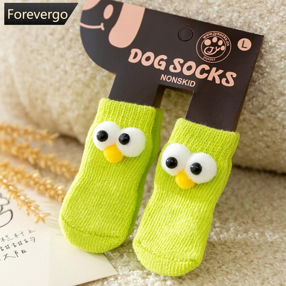 FOREVERGO 4 Pçs Antiderrapante Proteger Patas Filhote De Cachorro Sapatos Macios Pet Malhas Meias Bonito Dos Desenhos An