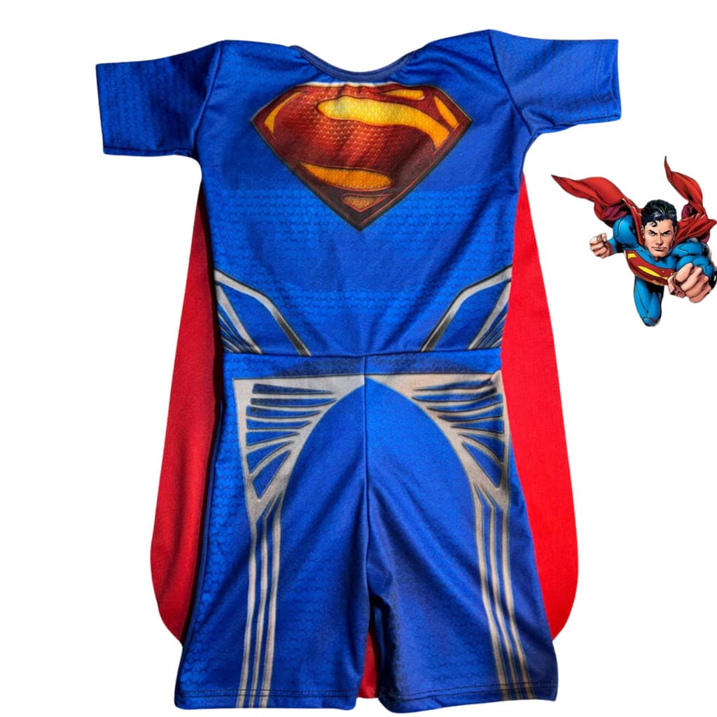 Fantasia infantil Roupa Super Homem com Capa e Mascara-envio imediato