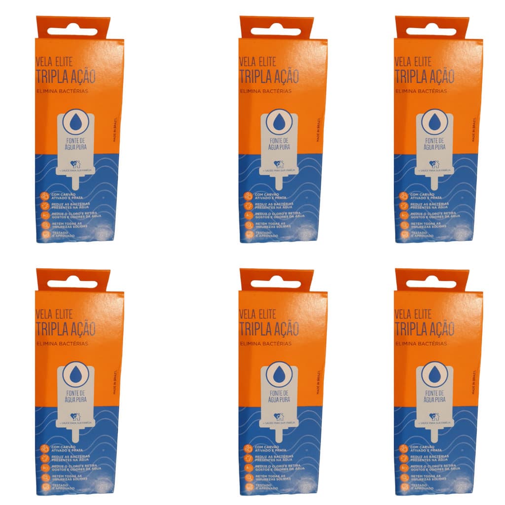 Kit 06 Un Vela Elite Tripla Ação Para Filtros Por Gravidade