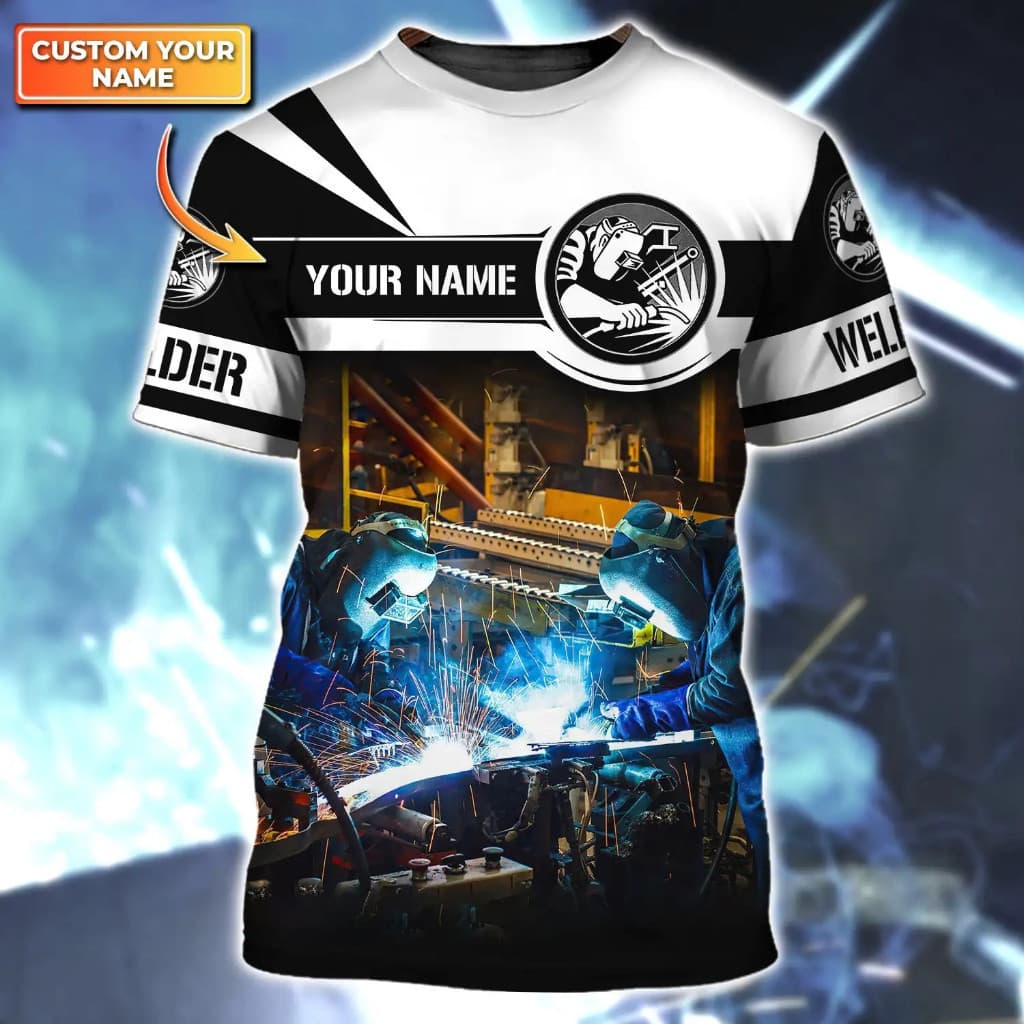 Verão Retro Masculino Camiseta Nome Personalizado Soldador 3D Tudo Incluído Impressão Topo 5XL De Rua Masculina Lazer Es